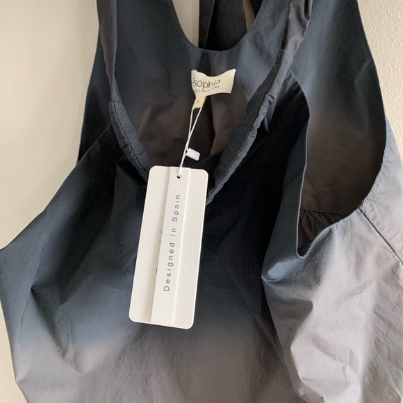 Ombré Poplin Halter Tank in Back & White - Picture 3 of 5